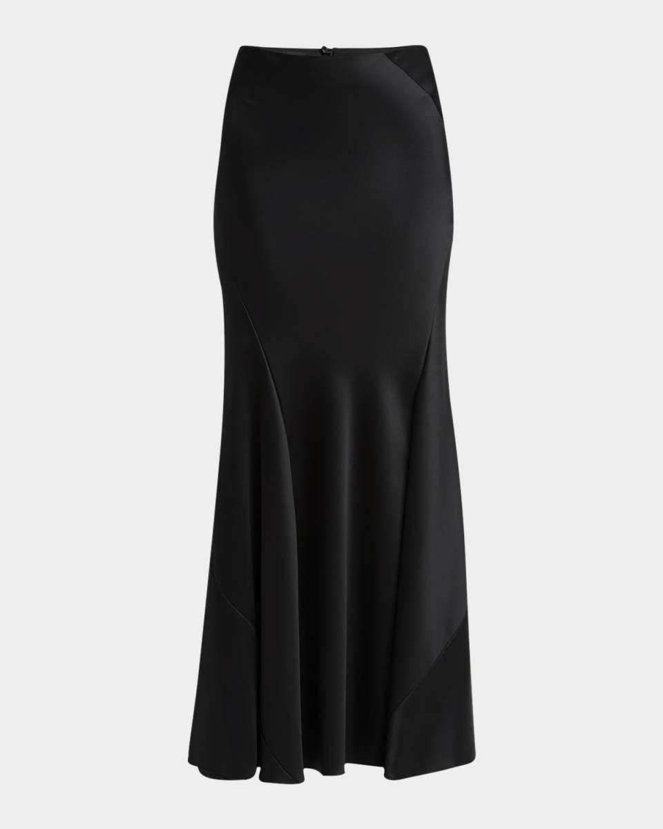 Double Silk Satin Maxi Trumpet Skirt